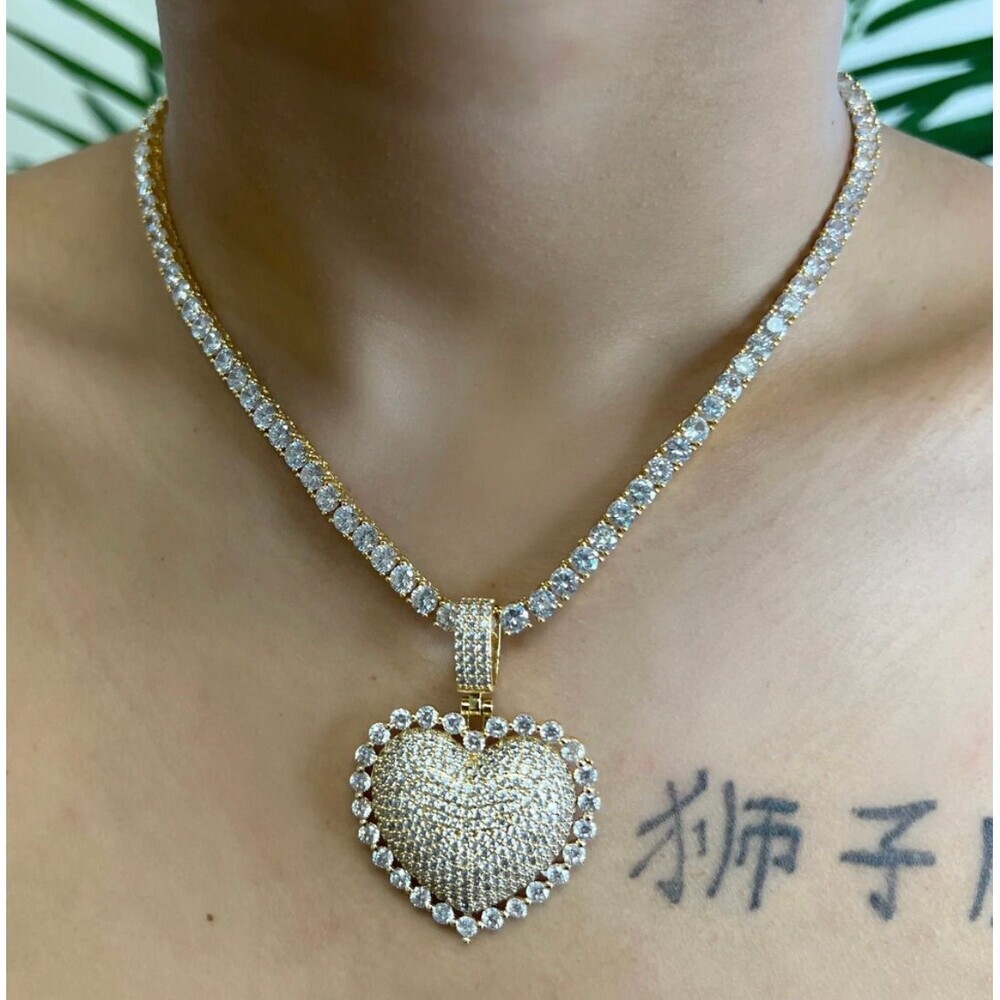 Tennis heart necklace gold